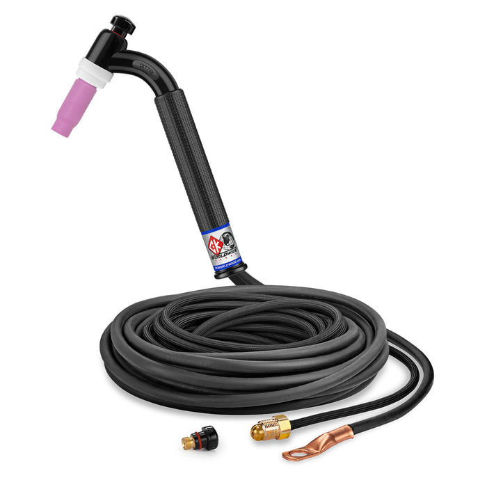 CK WORLDWIDE - 150 AMP FLEX HEAD TIG TORCH, GAS-COOLED, 25' SUPERFLEX CABLES - CK17-25-2SF FX