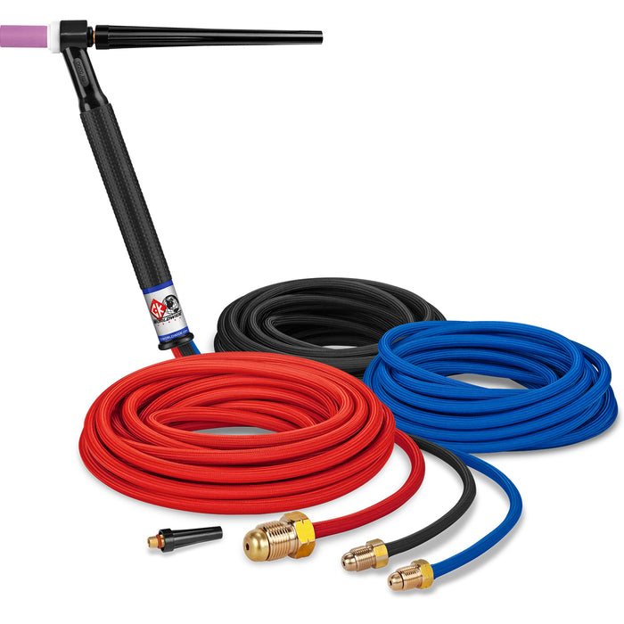 CK WORLDWIDE - 250 AMP RIGID HEAD TIG TORCH, WATER-COOLED, 25' SUPERFLEX CABLES - CK225SF