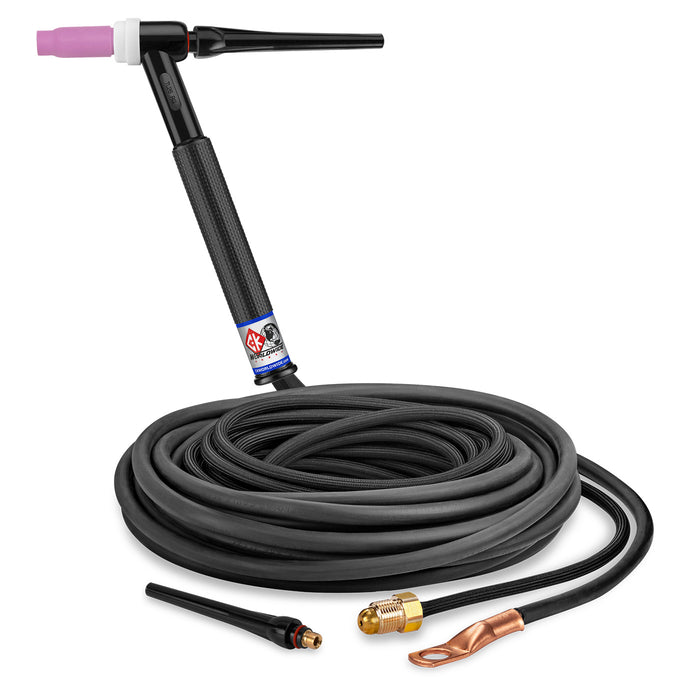 CK WORLDWIDE - 200 AMP RIGID HEAD TIG TORCH, GAS-COOLED, 25' SUPERFLEX CABLES, TRIM LINE - TL26-25-2SF RG