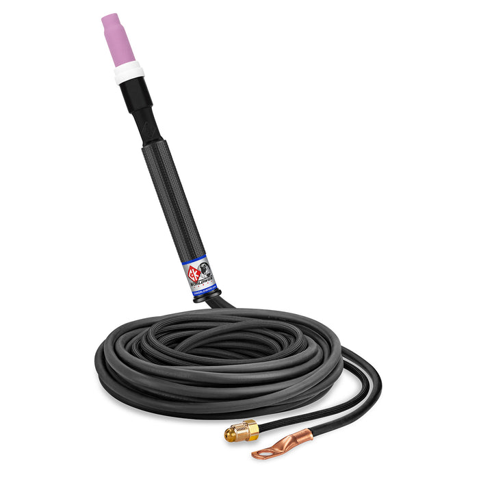 CK WORLDWIDE - 150 AMP RIGID HEAD TIG TORCH, GAS-COOLED, 25' SUPERFLEX CABLES - CK17P-25-2SF