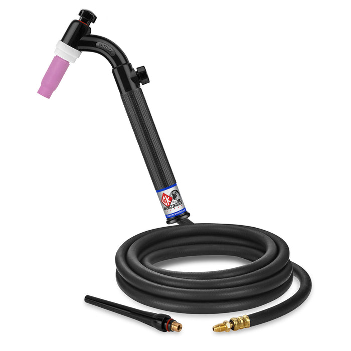 CK WORLDWIDE - 150 AMP FLEX HEAD TIG TORCH WITH VALVE, GAS-COOLED, 12.5' STANDARD CABLES - CK17V-12-R FX