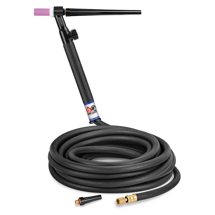 CK WORLDWIDE - 125 AMP RIGID HEAD TIG TORCH WITH VALVE, GAS-COOLED, 25' STANDARD CABLES - CK125VH