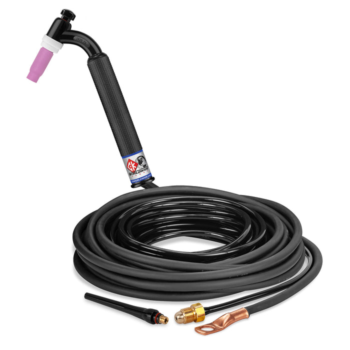 CK WORLDWIDE - 200 AMP FLEX HEAD TIG TORCH, GAS-COOLED, 25' STANDARD CABLES - CK26-25-2 FX