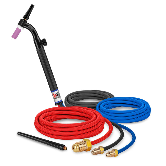 CK WORLDWIDE - 250 AMP FLEX HEAD TIG TORCH WITH VALVE, WATER-COOLED, 12.5' SUPERFLEX CABLES - CK20V-12SF FX