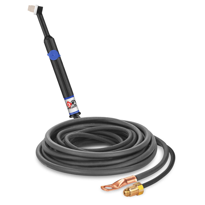 CK WORLDWIDE - 80 AMP RIGID HEAD TIG TORCH WITH VALVE, GAS-COOLED, 12.5' SUPERFLEX CABLES - CK24V-12-2SF RG