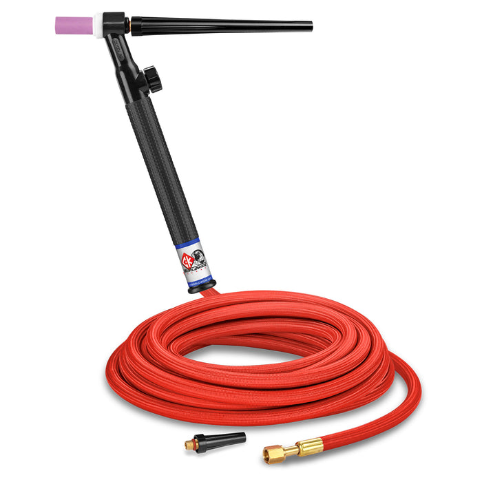 CK WORLDWIDE - 125 AMP RIGID HEAD TIG TORCH WITH VALVE, GAS-COOLED, 25' SUPERFLEX CABLES - CK125VHSF