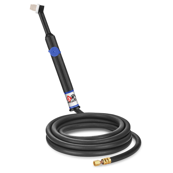 CK WORLDWIDE - 80 AMP RIGID HEAD TIG TORCH WITH VALVE, GAS-COOLED, 12.5' STANDARD CABLES - CK24V-12-R RG