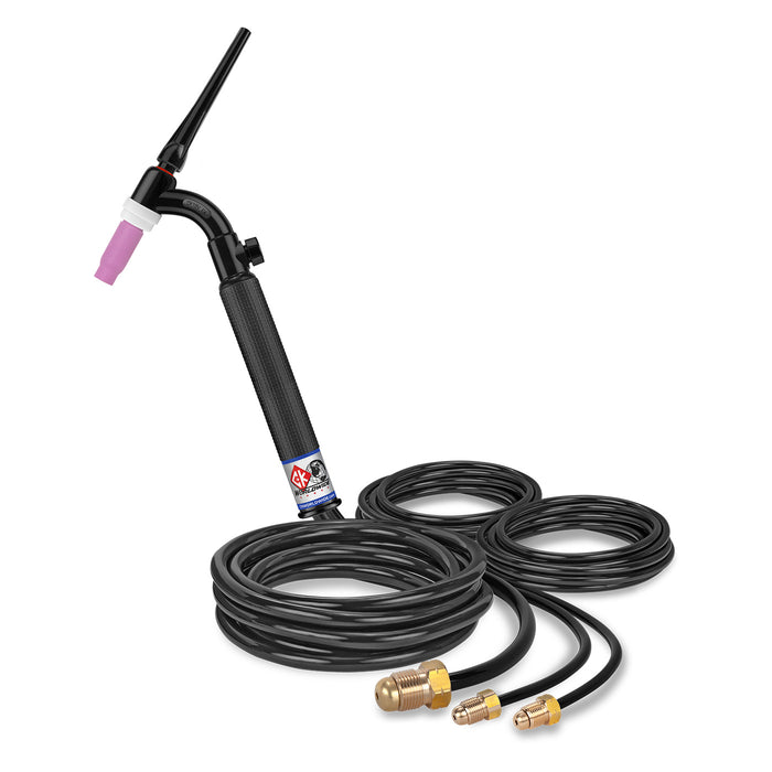 CK WORLDWIDE - 350 AMP FLEX HEAD TIG TORCH WITH VALVE, WATER-COOLED, 12.5' STANDARD CABLES - CK18V-12 FX