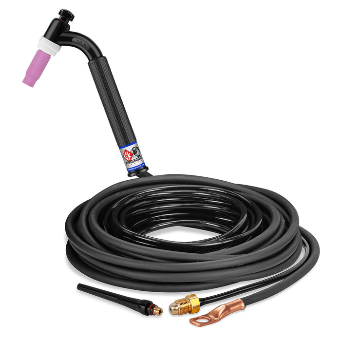 CK WORLDWIDE - 200 AMP FLEX HEAD TIG TORCH, GAS-COOLED, 25' STANDARD CABLES, TRIM LINE - TL26-25-2 FX