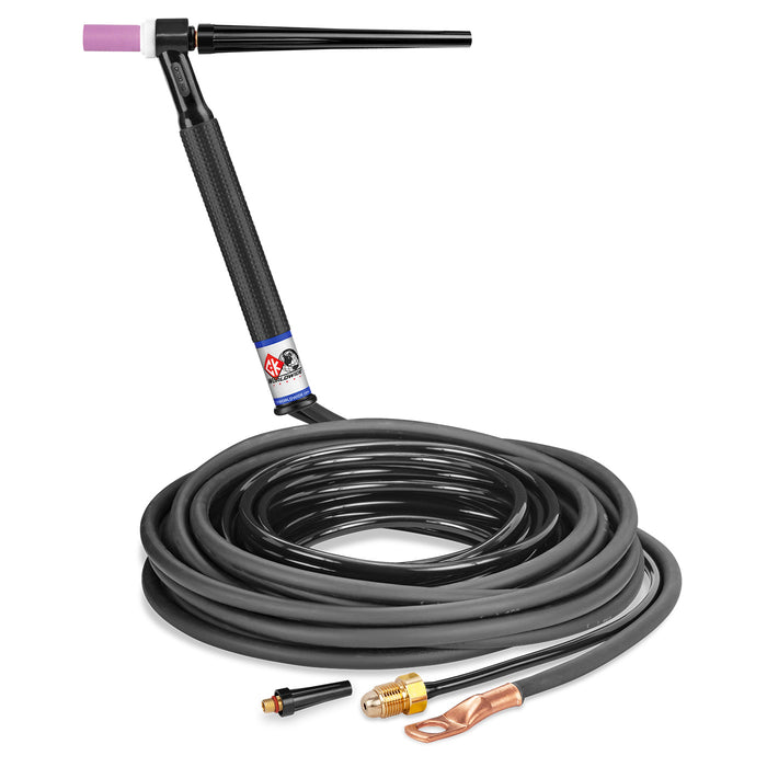 CK WORLDWIDE - 125 AMP RIGID HEAD TIG TORCH, GAS-COOLED, 25' STANDARD CABLES - CK125N