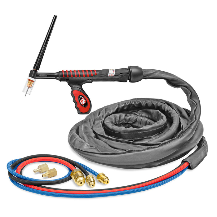 CK WORLDWIDE - 300 AMP RIGID HEAD TIG TORCH, WATER-COOLED, 25' SUPERFLEX CABLES - US2325SF