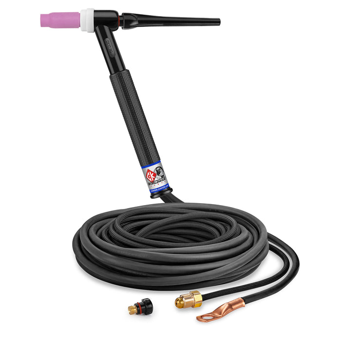CK WORLDWIDE - 150 AMP RIGID HEAD TIG TORCH, GAS-COOLED, 25' SUPERFLEX CABLES - CK17-25-2SF RG