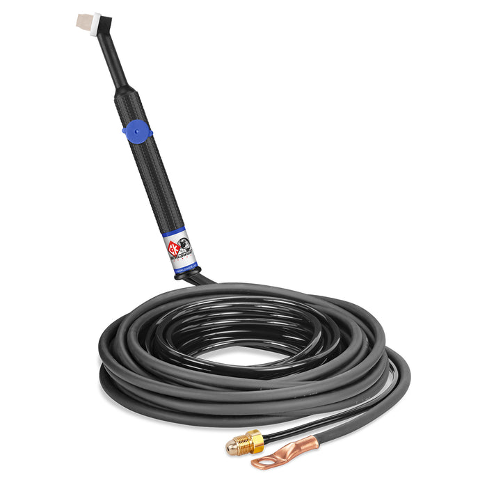 CK WORLDWIDE - 80 AMP RIGID HEAD TIG TORCH WITH VALVE, GAS-COOLED, 25' STANDARD CABLES - CK24V-25-2 RG