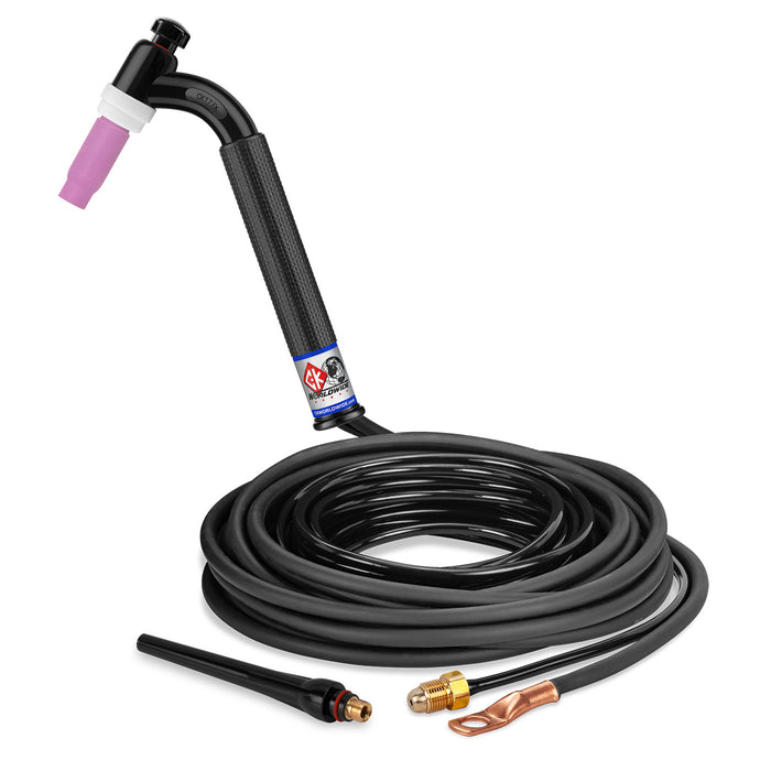 CK WORLDWIDE - 150 AMP FLEX HEAD TIG TORCH, GAS-COOLED, 25' STANDARD CABLES - CK17-25-2 FX