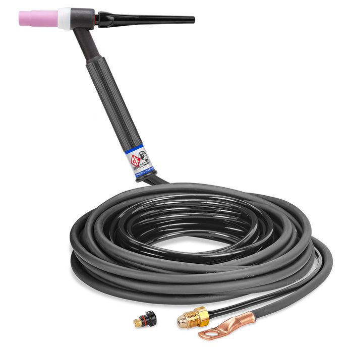 CK WORLDWIDE - 150 AMP RIGID HEAD TIG TORCH, GAS-COOLED, 25' STANDARD CABLES - CKC1525N