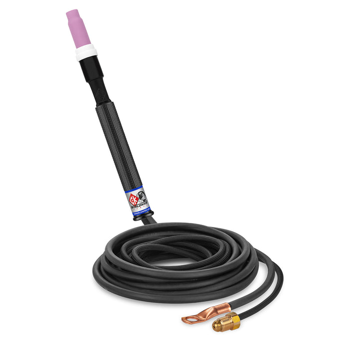 CK WORLDWIDE - 150 AMP RIGID HEAD TIG TORCH, GAS-COOLED, 12.5' SUPERFLEX CABLES - CK17P-12-2SF