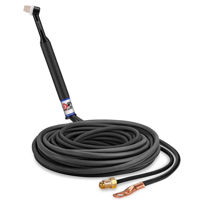 CK WORLDWIDE - 80 AMP RIGID HEAD TIG TORCH, GAS-COOLED, 25' SUPERFLEX CABLES - CK24-25-2SF RG