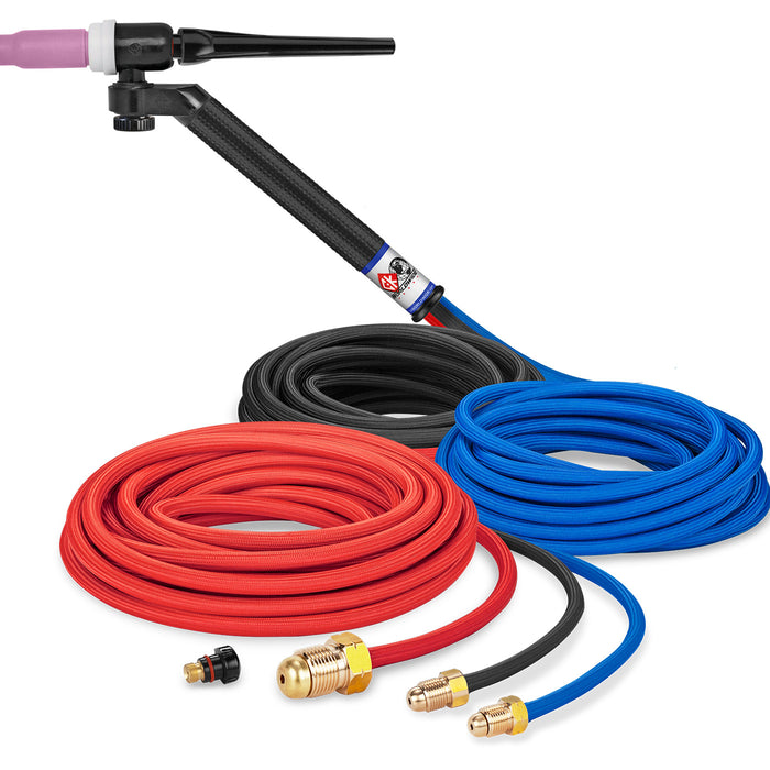 CK WORLDWIDE - 250 AMP FLEX-LOC TIG TORCH, WATER-COOLED, 25' SUPERFLEX CABLES - FL2525SF