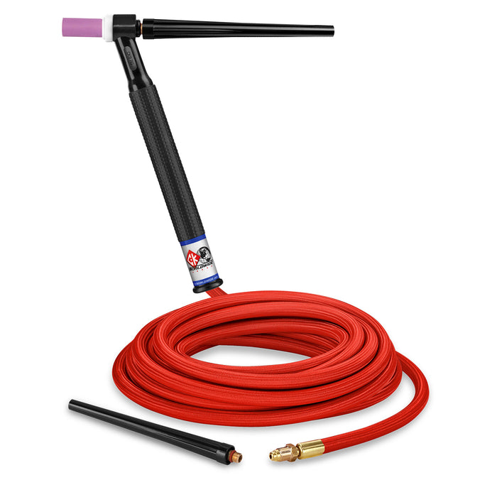 CK WORLDWIDE - 125 AMP RIGID HEAD TIG TORCH, GAS-COOLED, 25' SUPERFLEX CABLES - CK9-25-RSF RG