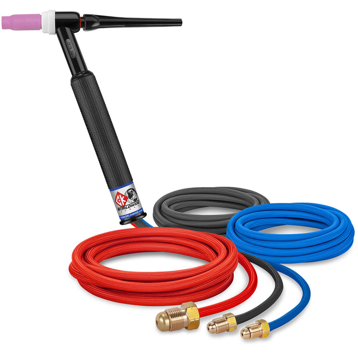 CK WORLDWIDE - 350 AMP RIGID HEAD TIG TORCH, WATER-COOLED, 12.5' SUPERFLEX CABLES - CK18-12SF