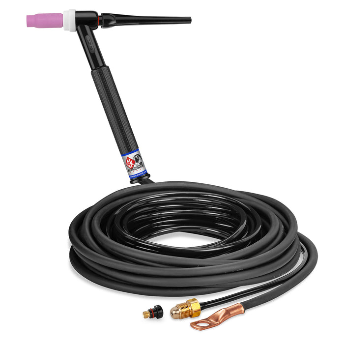 CK WORLDWIDE - 200 AMP RIGID HEAD TIG TORCH, GAS-COOLED, 25' STANDARD CABLES, TRIM LINE - TL26-25-2 RG