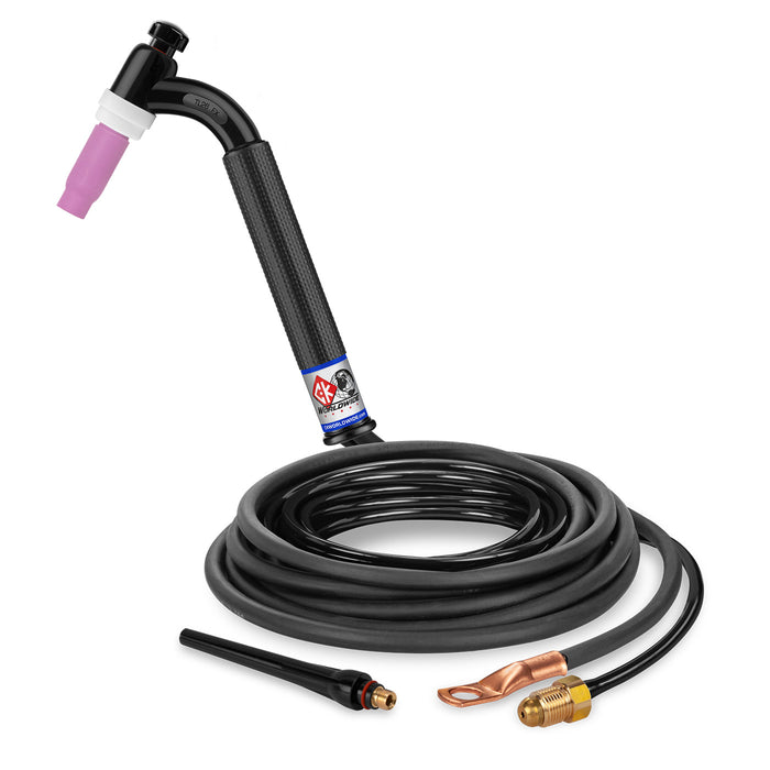 CK WORLDWIDE - 200 AMP FLEX HEAD TIG TORCH, GAS-COOLED, 12.5' STANDARD CABLES, TRIM LINE - TL26-12-2 FX