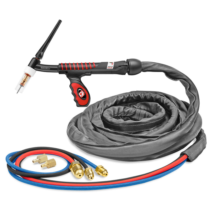 CK WORLDWIDE - 350 AMP FLEX HEAD TIG TORCH, WATER-COOLED, 25' SUPERFLEX CABLES, TRIM LINE - USTL325SF FX