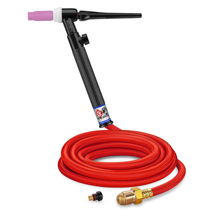 CK WORLDWIDE - 200 AMP FLEX HEAD TIG TORCH WITH VALVE, GAS-COOLED, 12.5' SUPERFLEX CABLES, TRIM LINE - TL26V-12-RSF FX