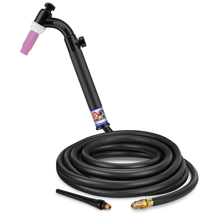 CK WORLDWIDE - 200 AMP FLEX HEAD TIG TORCH WITH VALVE, GAS-COOLED, 12.5' STANDARD CABLES, TRIM LINE - TL2125VH FX
