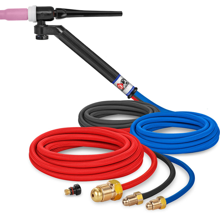 CK WORLDWIDE - 250 AMP FLEX-LOC TIG TORCH, WATER-COOLED, 12.5' SUPERFLEX CABLES - FL2512SF