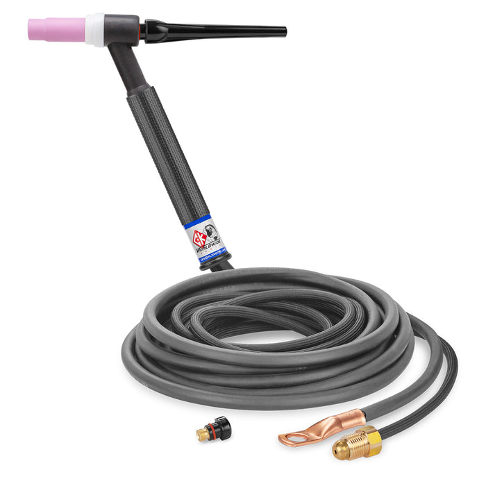 CK WORLDWIDE - 150 AMP RIGID HEAD TIG TORCH, GAS-COOLED, 12.5' SUPERFLEX CABLES - CKC1512NSF