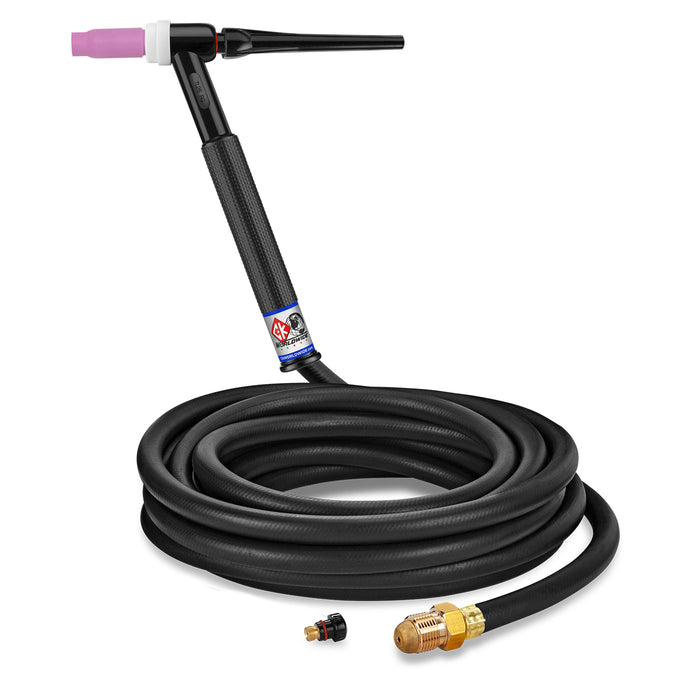 CK WORLDWIDE - 200 AMP RIGID HEAD TIG TORCH, GAS-COOLED, 25' STANDARD CABLES, TRIM LINE - TL26-25-R RG