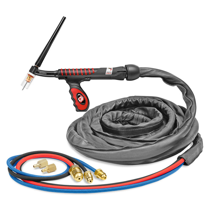 CK WORLDWIDE - 300 AMP FLEX HEAD TIG TORCH, WATER-COOLED, 25' SUPERFLEX CABLES - US2325SF FX