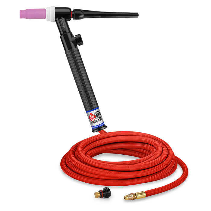 CK WORLDWIDE - 150 AMP RIGID HEAD TIG TORCH, GAS-COOLED, 25' SUPERFLEX CABLES - CK17-25-RSF RG