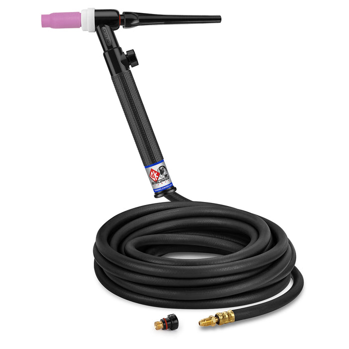 CK WORLDWIDE - 150 AMP RIGID HEAD TIG TORCH WITH VALVE, GAS-COOLED, 25' STANDARD CABLES - CK17V-25-R RG-T