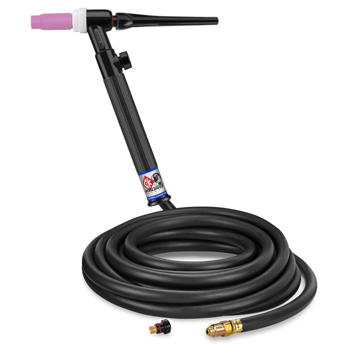 CK WORLDWIDE - 200 AMP RIGID HEAD TIG TORCH WITH VALVE, GAS-COOLED, 12.5' STANDARD CABLES, TRIM LINE - TL2125VH RG