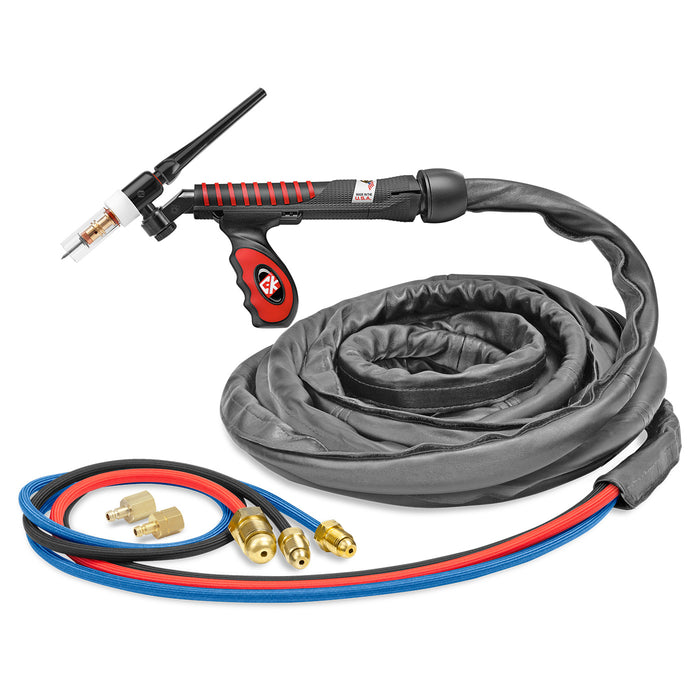CK WORLDWIDE - 250 AMP FLEX-LOC TIG TORCH, WATER-COOLED, 12.5' SUPERFLEX CABLES - USFL2512SF