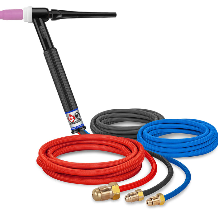 CK WORLDWIDE - 350 AMP RIGID HEAD TIG TORCH, WATER-COOLED, 12.5' SUPERFLEX CABLES, TRIM LINE - TL18-12SF