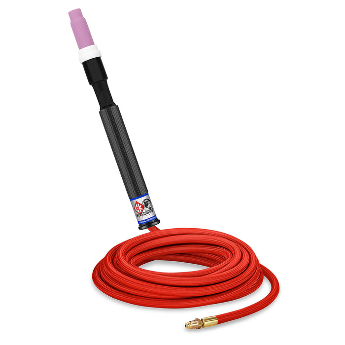 CK WORLDWIDE - 150 AMP RIGID HEAD TIG TORCH, GAS-COOLED, 25' SUPERFLEX CABLES - CK17P-25-RSF