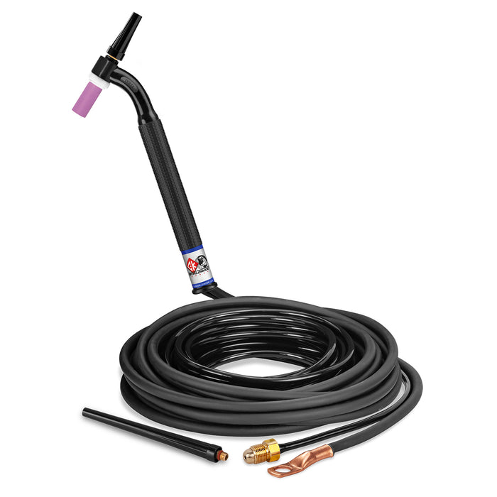 CK WORLDWIDE - 125 AMP FLEX HEAD TIG TORCH, GAS-COOLED, 25' STANDARD CABLES - CK9-25-2 FX