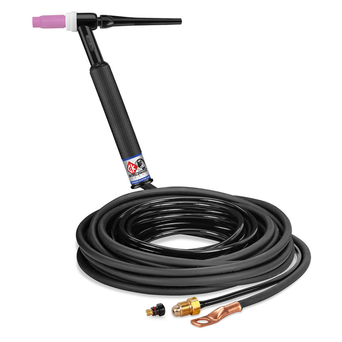 CK WORLDWIDE - 200 AMP RIGID HEAD TIG TORCH, GAS-COOLED, 25' STANDARD CABLES - CK26-25-2 RG