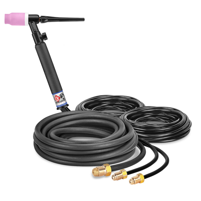 CK WORLDWIDE - 500 AMP RIGID HEAD TIG TORCH WITH VALVE, WATER-COOLED, 12.5' STANDARD CABLES - CK5125V