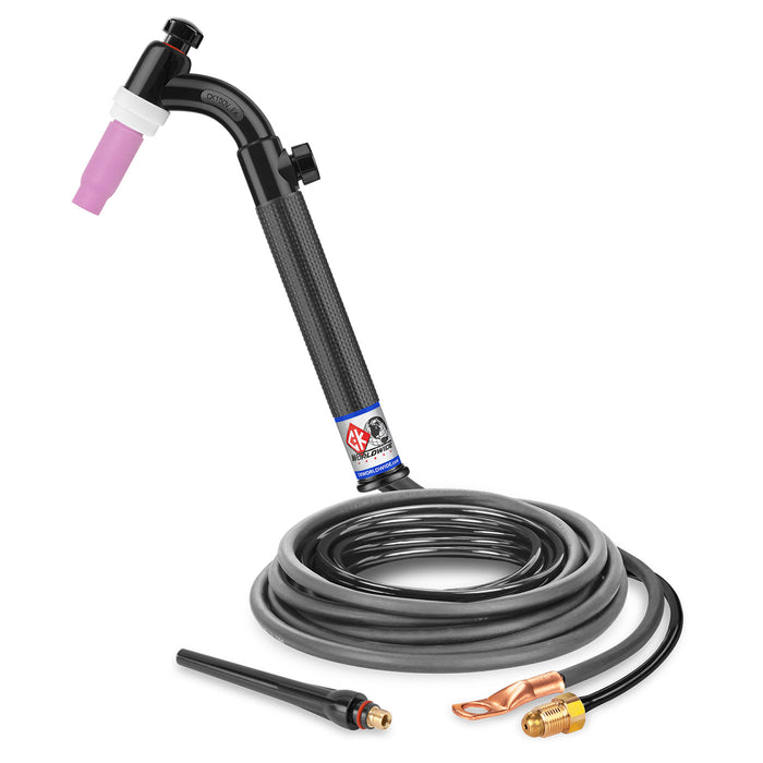 CK WORLDWIDE - 150 AMP FLEX HEAD TIG TORCH WITH VALVE, GAS-COOLED, 25' STANDARD CABLES - CK1525VN FX