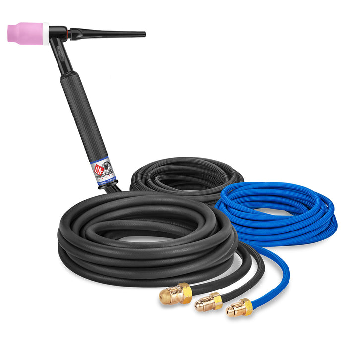 CK WORLDWIDE - 500 AMP RIGID HEAD TIG TORCH, WATER-COOLED, 12.5' SUPERFLEX CABLES - CK5125SF