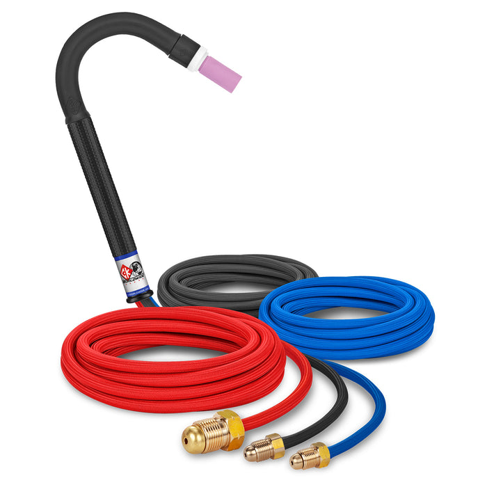 CK WORLDWIDE - 250 AMP FLEX HEAD TIG TORCH, WATER-COOLED, 12.5' SUPERFLEX CABLES - CK25-12SF