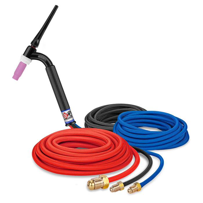 CK WORLDWIDE - 350 AMP FLEX HEAD TIG TORCH, WATER-COOLED, 25' SUPERFLEX CABLES, TRIM LINE - TL18-25SF FX