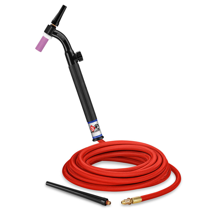 CK WORLDWIDE - 125 AMP FLEX HEAD TIG TORCH WITH VALVE, GAS-COOLED, 25' SUPERFLEX CABLES - CK9V-25-RSF FX