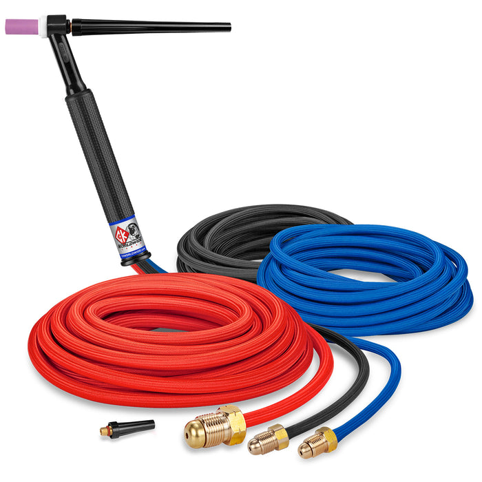 CK WORLDWIDE - 300 AMP RIGID HEAD TIG TORCH, WATER-COOLED, 25' SUPERFLEX CABLES - CK2325SF