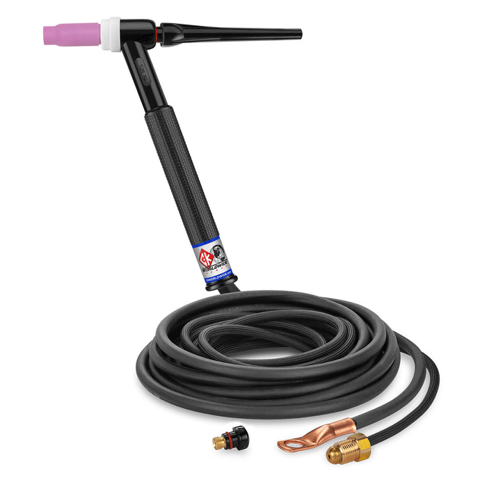 CK WORLDWIDE - 200 AMP RIGID HEAD TIG TORCH, GAS-COOLED, 12.5' SUPERFLEX CABLES, TRIM LINE - TL26-12-2SF RG