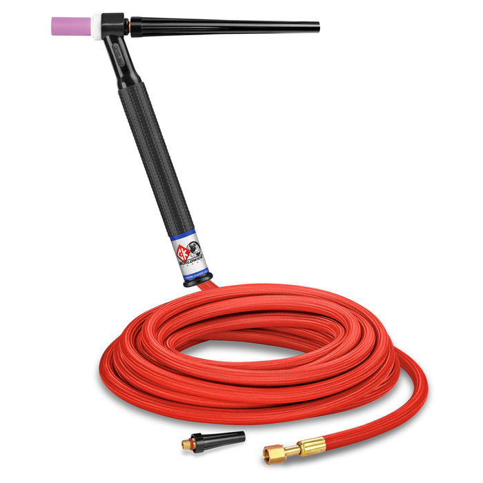 CK WORLDWIDE - 125 AMP RIGID HEAD TIG TORCH, GAS-COOLED, 25' SUPERFLEX CABLES - CK125HSF